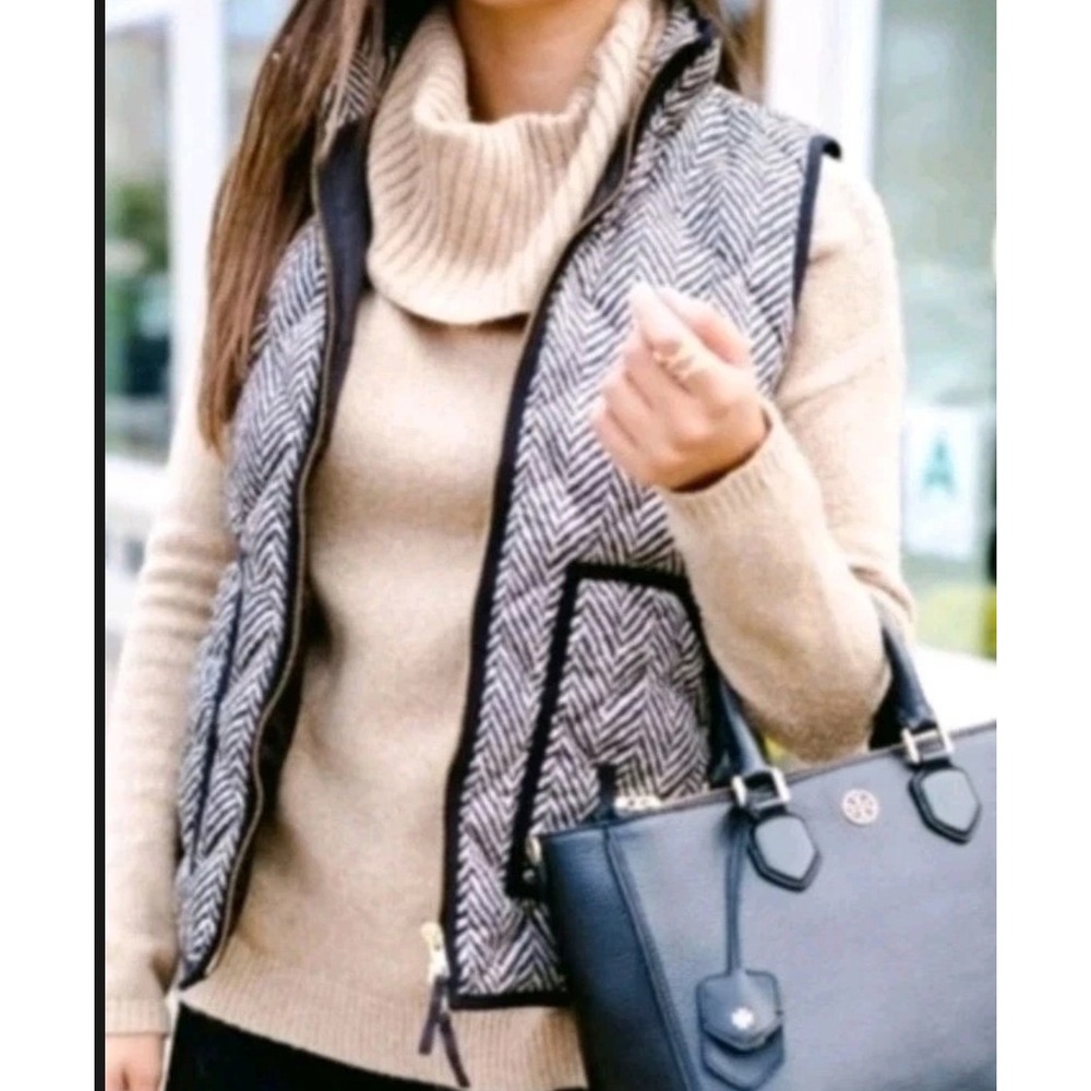 J. Crew Quilted Herringbone Vest Women's XXS Zip Front Puffer‎ Padded Gilet